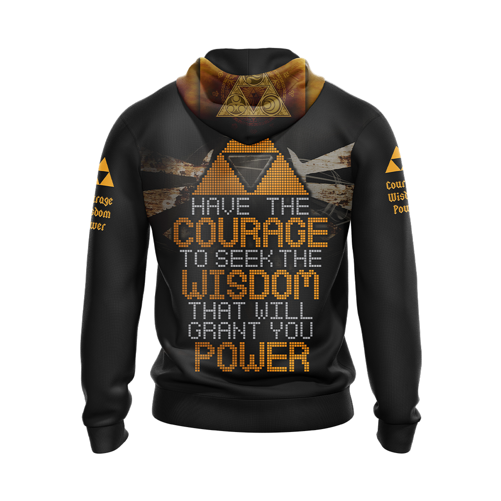 The Legend Of Zelda Hoodie Power Wisdom Courage T-shirt Black Unisex