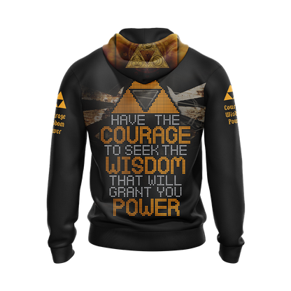 The Legend Of Zelda Hoodie Power Wisdom Courage T-shirt Black Unisex