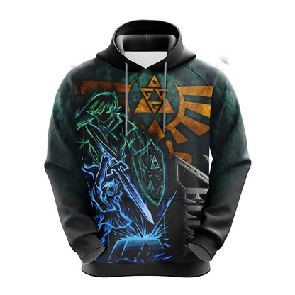 The Legend Of Zelda Hoodie Tiny And Dark Link With Master Sword T-shirt Green Unisex