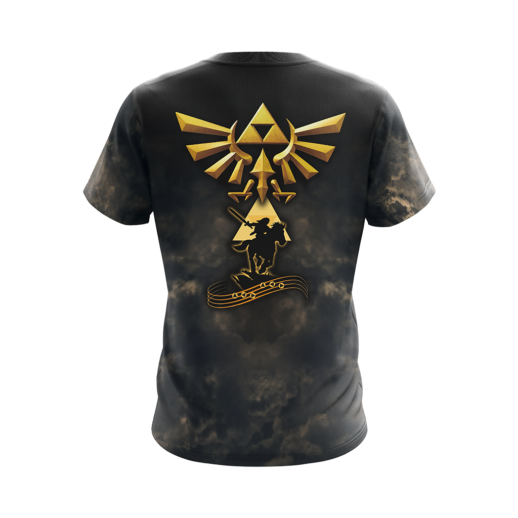 The Legend Of Zelda Hoodie The Royal Crest Link Silhouette T-shirt Black Gold Unisex