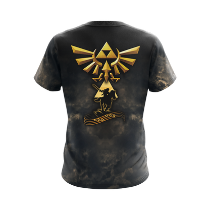 The Legend Of Zelda Hoodie The Royal Crest Link Silhouette T-shirt Black Gold Unisex