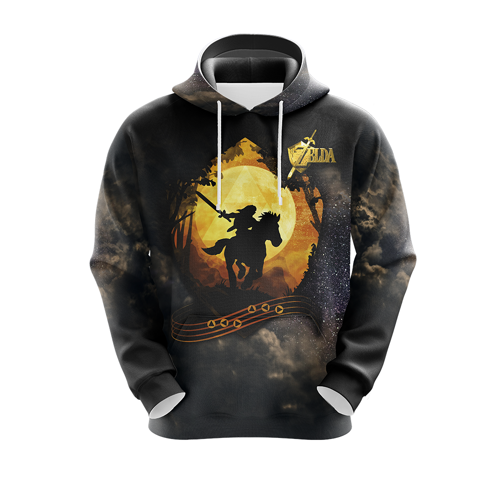 The Legend Of Zelda Hoodie The Royal Crest Link Silhouette T-shirt Black Gold Unisex