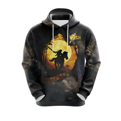 The Legend Of Zelda Hoodie The Royal Crest Link Silhouette T-shirt Black Gold Unisex