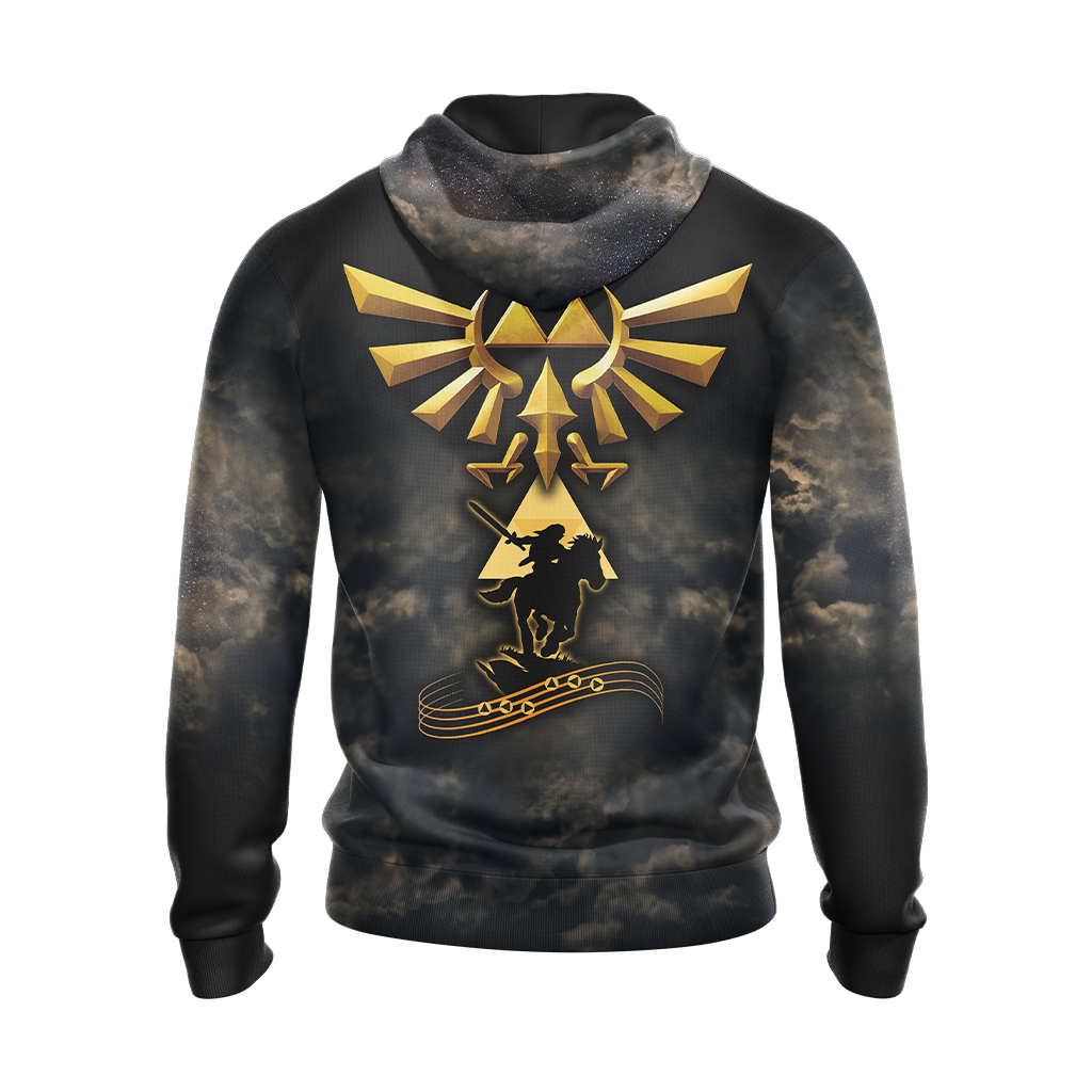 The Legend Of Zelda Hoodie The Royal Crest Link Silhouette T-shirt Black Gold Unisex