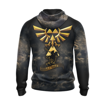 The Legend Of Zelda Hoodie The Royal Crest Link Silhouette T-shirt Black Gold Unisex