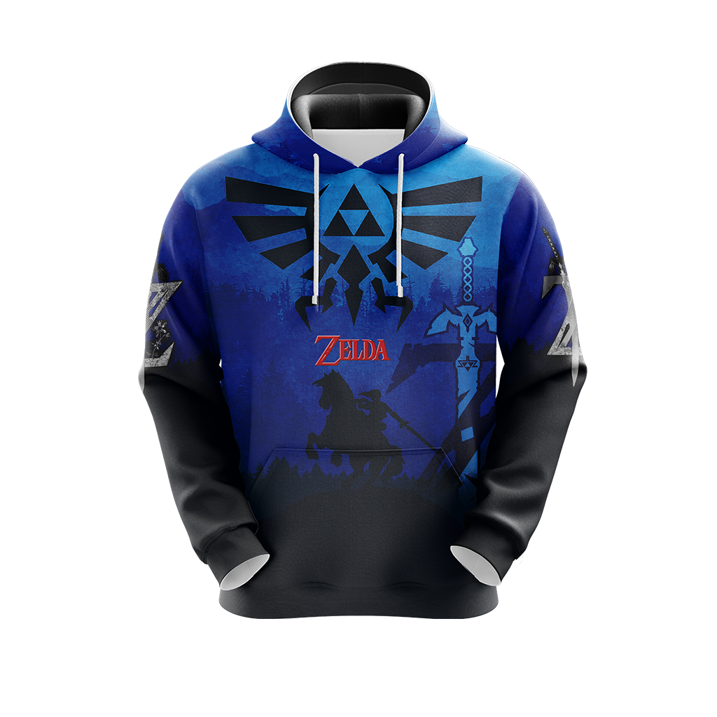 The Legend Of Zelda Hoodie Sheild And Master Sword Graphic T-shirt Blue Unisex