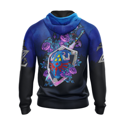 The Legend Of Zelda Hoodie Sheild And Master Sword Graphic T-shirt Blue Unisex