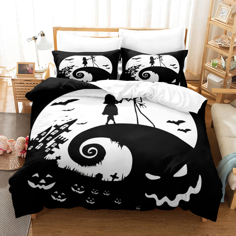 TNBC Bedding Set Jack Sally Moon Silhouette Duvet Covers Black White Unique Gift