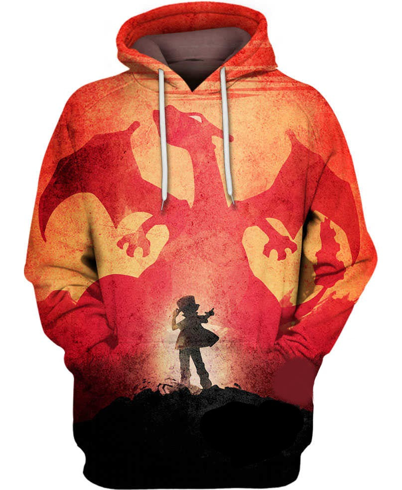 PKM Hoodie The Red Trainer Charizard Hoodie Red Orange Unisex