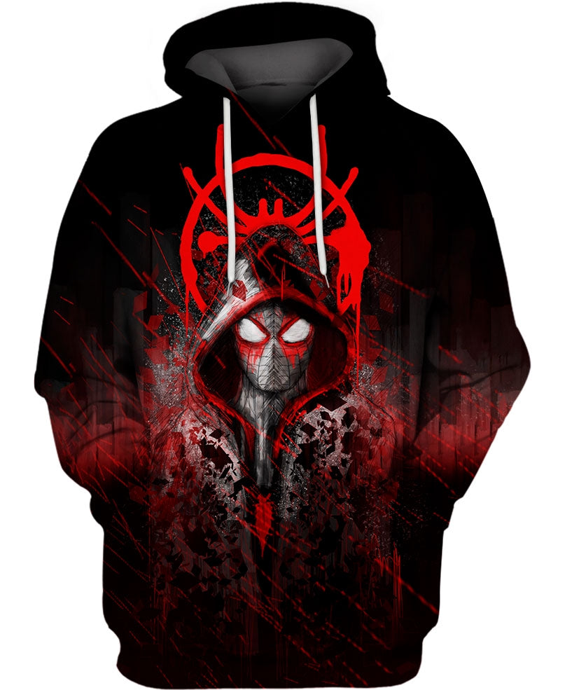 Spiderman Hoodie MV The Ultimate Spiderman Painting Hoodie Red Black Unisex