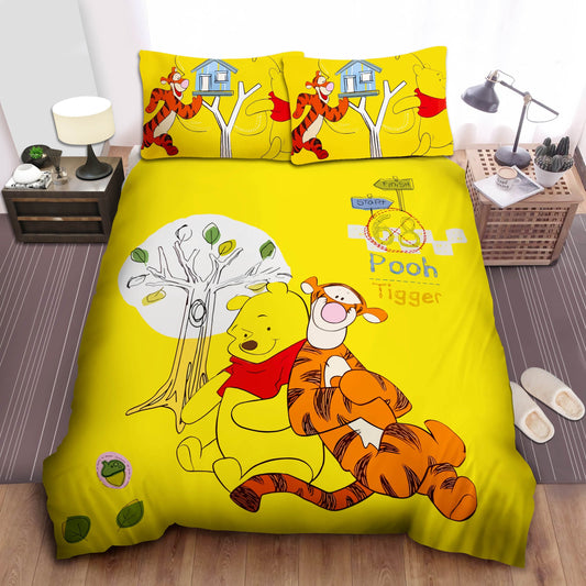 WTP Bedding Set DN Tigger And Pooh Graphic Duvet Covers Yellow Unique Gift