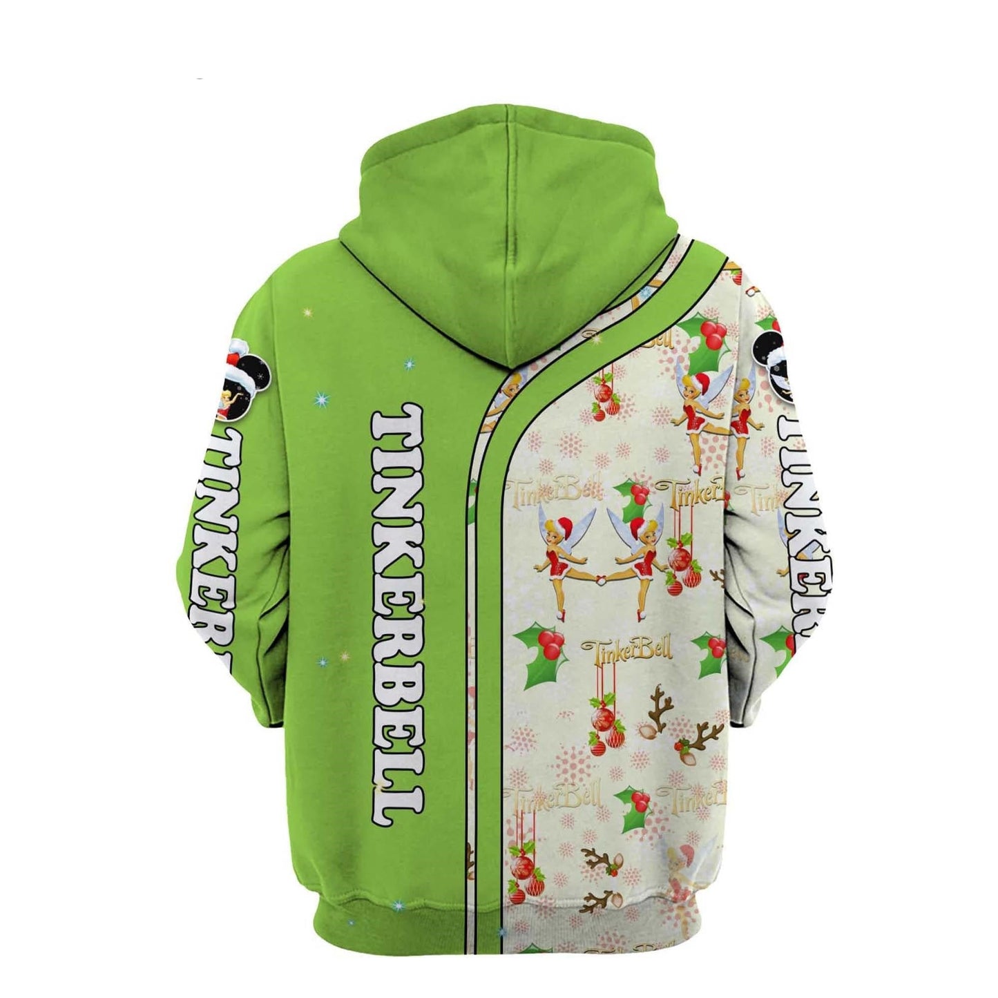 Tinker Bell Hoodie Tinker Bell Christmas Pattern Hoodie Green Unisex