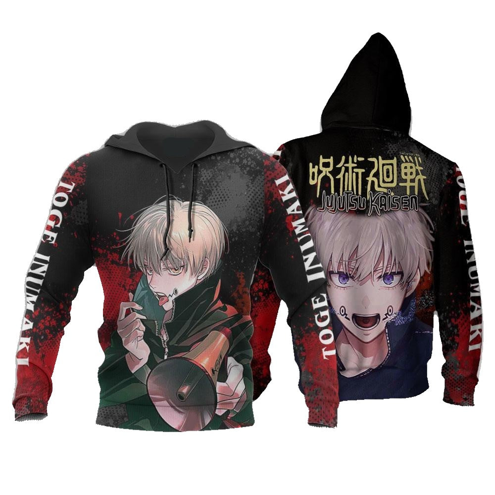 Jujutsu Kaisen Hoodie Jujutsu Kaisen Toge Inumaki Graphic Hoodie Black Red Unisex