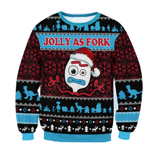 Toy Story Sweatshirt Jolly As Fork Christmas Sweatshirt Blue Red Unisex