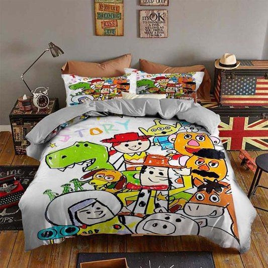 Toy Story Bedding Set DN All Toys In Drawing Art Duvet Covers Colorful Unique Gift