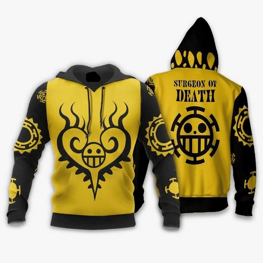 One Piece Hoodie One Piece Surgeon Of Death Hoodie Yellow Black Unisex