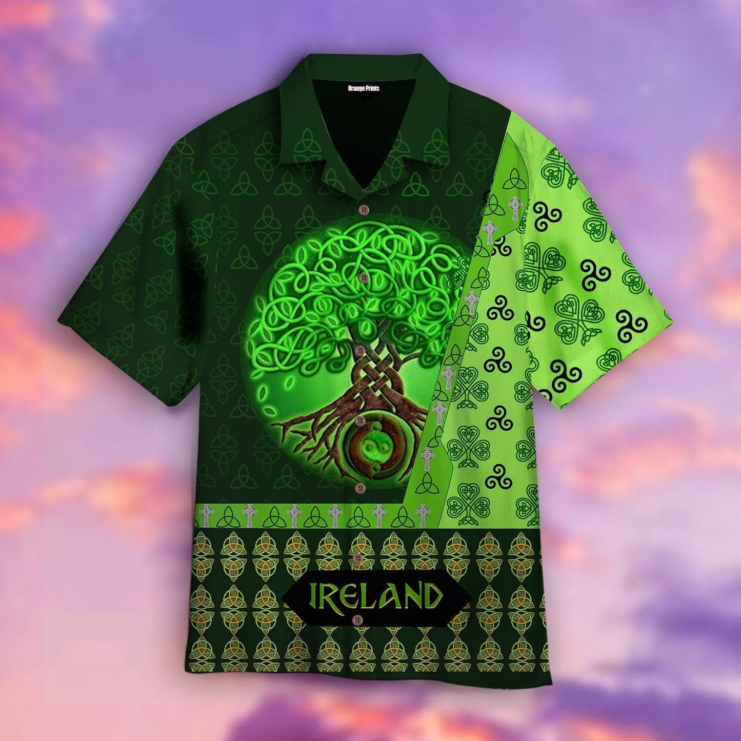 St Patrick's Day Hawaii Shirt Tree Ireland Celtic Knot Green Aloha Shirt St Patrick's Day Shirt