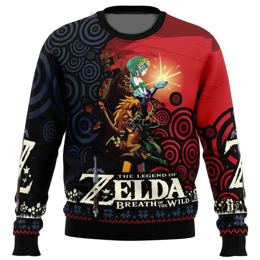 The Legend Of Zelda Sweatshirt Link And Zelda Graphic Sweatshirt Black Red Unisex