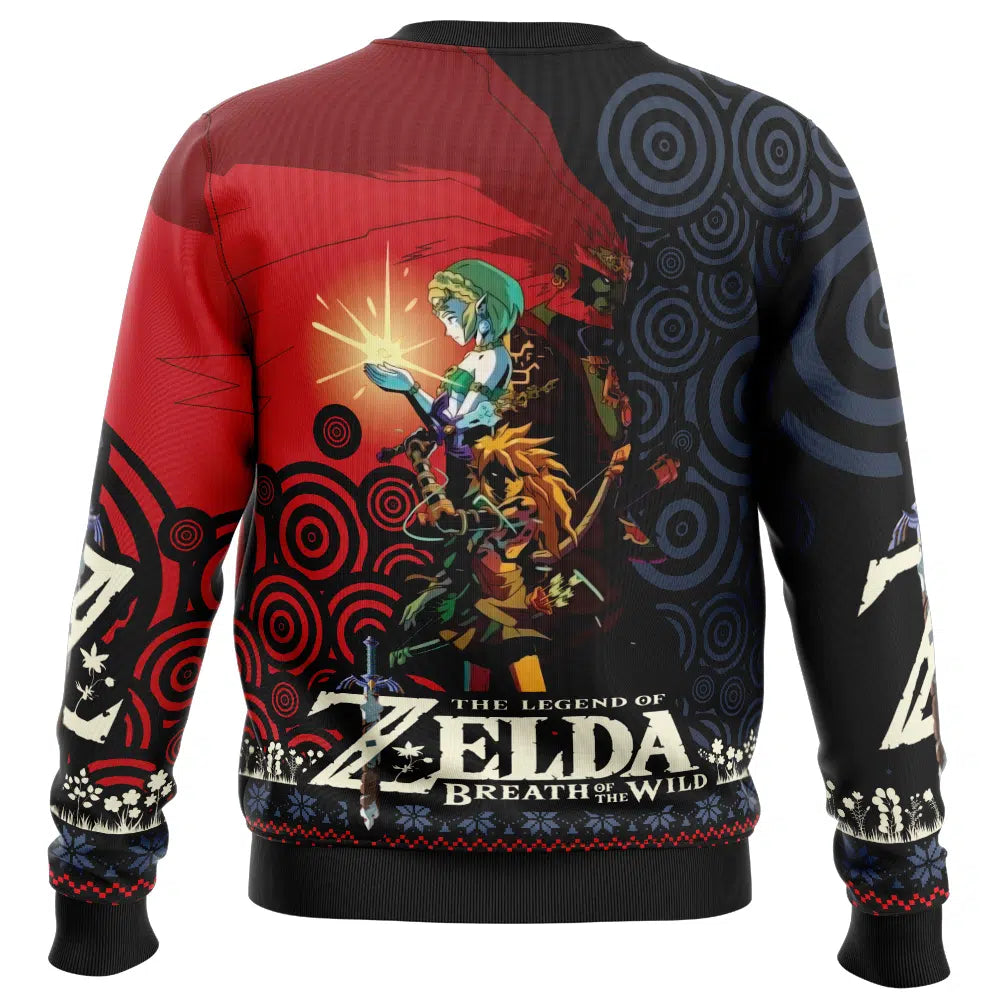 The Legend Of Zelda Sweatshirt Link And Zelda Graphic Sweatshirt Black Red Unisex