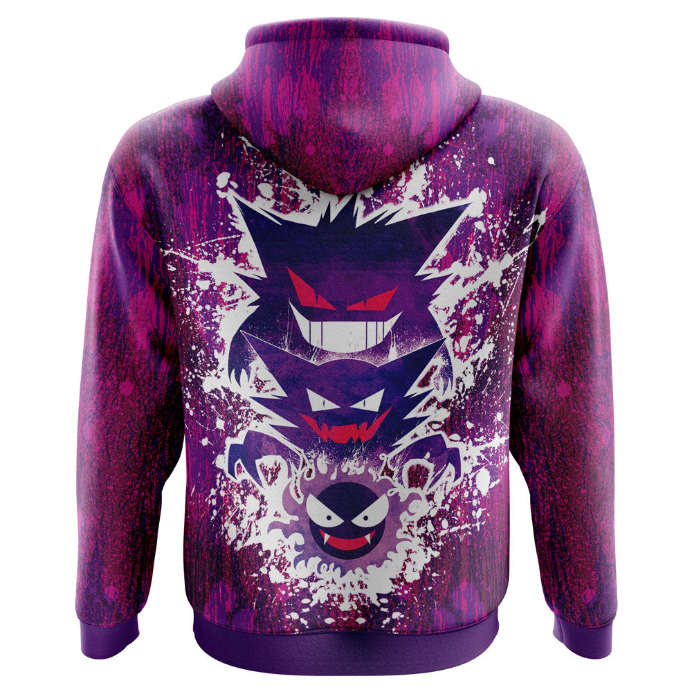 PKM Hoodie Ghostly Evolution Ghastly Haunter Gengar Hoodie Purple Unisex