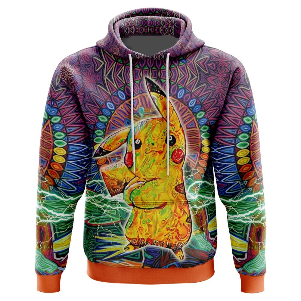 PKM Hoodie Pikachu Mandala Style Hoodie Colorful Unisex