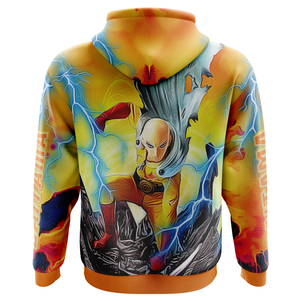 One Punch Man Hoodie One Punch Man Power Saitama Hoodie Yellow Unisex