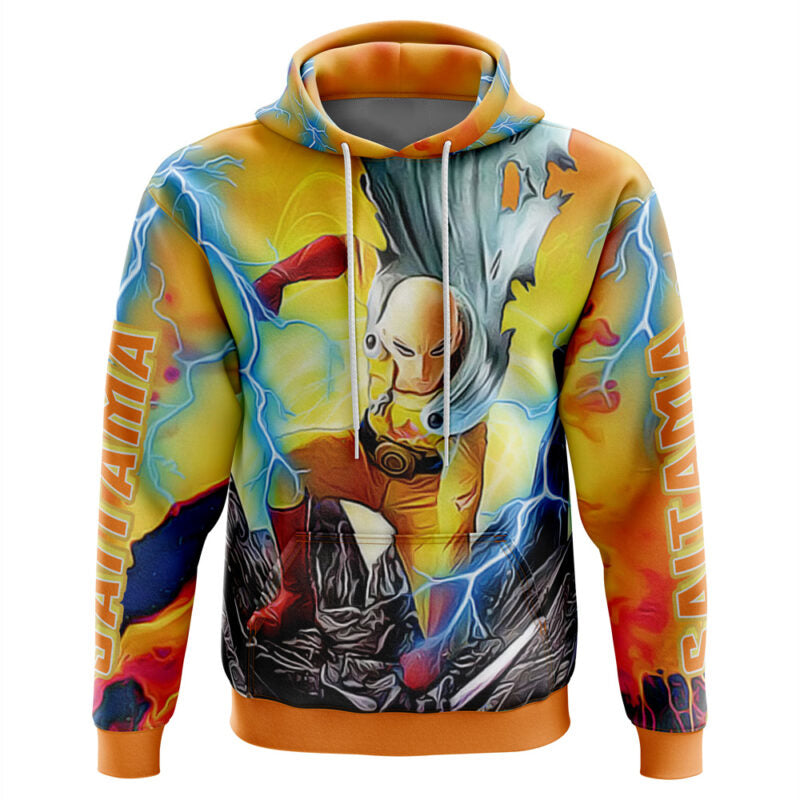 One Punch Man Hoodie One Punch Man Power Saitama Hoodie Yellow Unisex