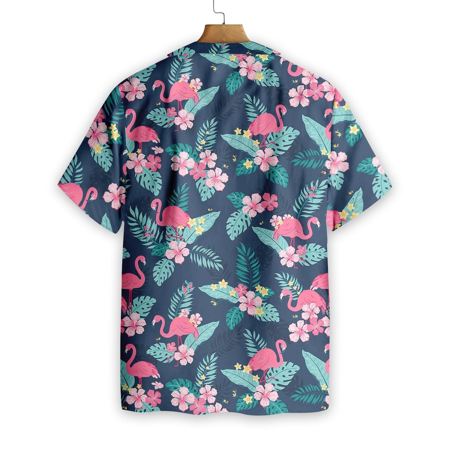 Unifinz Flamingo Hawaii Shirt Dark Blue Tropical Hibiscus Hawaiian Shirt Flamingo Aloha Shirt 2023