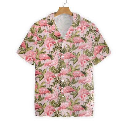 Unifinz Flamingo Aloha Shirt Pink Aloha Shirt Flamingo Forest Pattern Hawaiian Shirt Flamingo Hawaii Shirt 2022