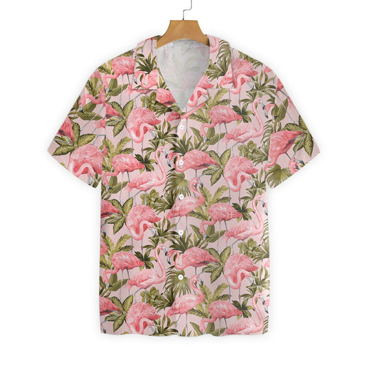 Unifinz Flamingo Aloha Shirt Pink Aloha Shirt Flamingo Forest Pattern Hawaiian Shirt Flamingo Hawaii Shirt 2022