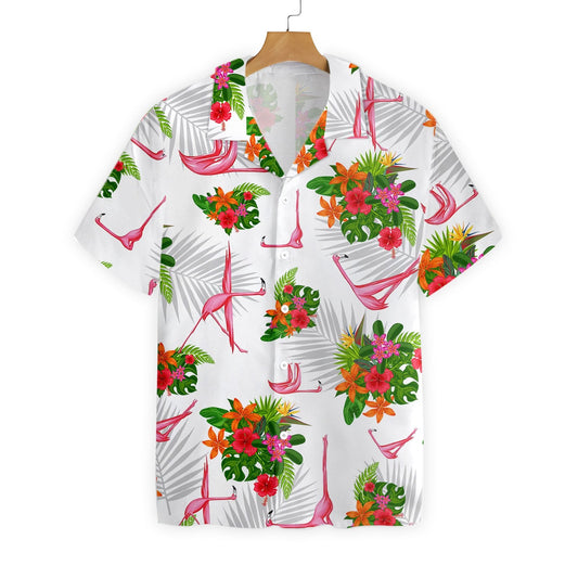 Unifinz Yoga Flamingo Hawaii Shirt Hibiscus Yoga Flamingo Hawaiian Shirt Flamingo Aloha Shirt 2022