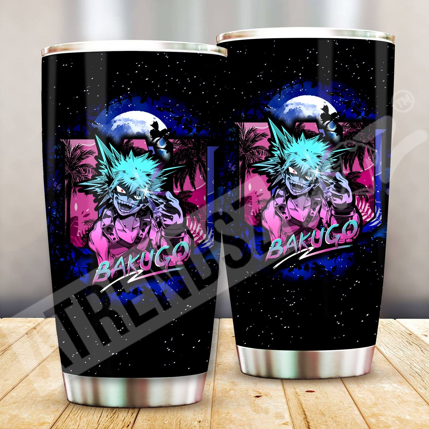  My Hero Academia Tumbler Bakugo Pink Blue Black Galaxy Tumbler Cup Travel Mug For Anime Fan