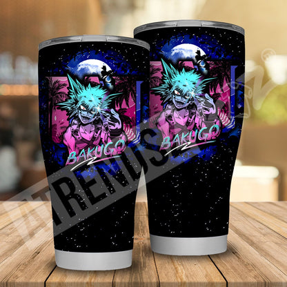  My Hero Academia Tumbler Bakugo Pink Blue Black Galaxy Tumbler Cup Travel Mug For Anime Fan