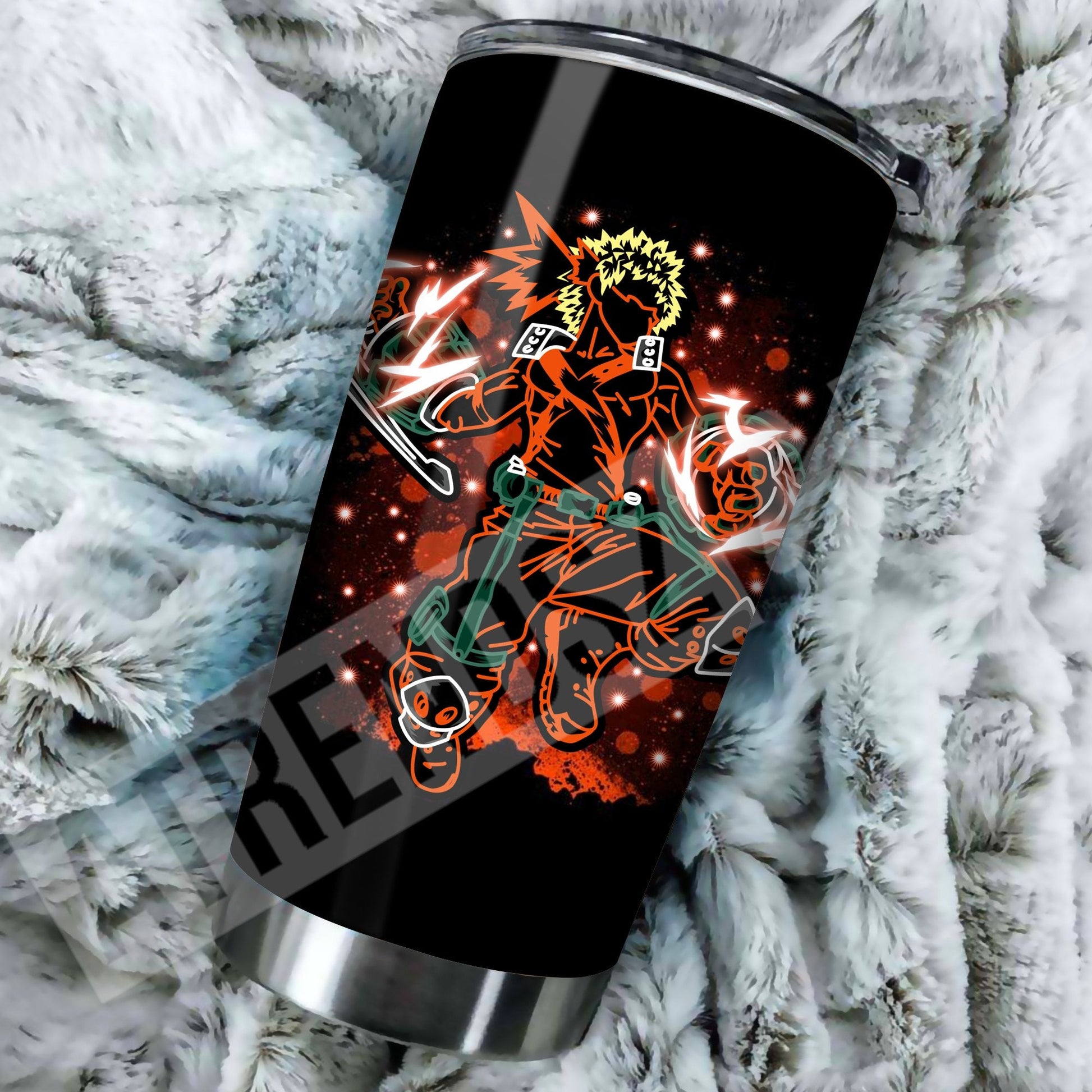  My Hero Academia Tumbler Bakugo Orange Black Tumbler Cup Travel Mug For Anime Fan