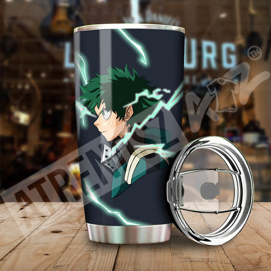  My Hero Academia Tumbler Midoriya Izuku Black Tumbler Cup Travel Mug For Anime Fan