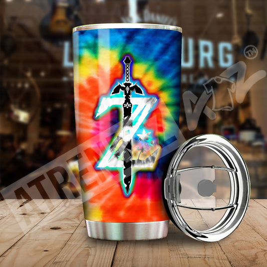 Unifinz Legend Of Zelda Tumbler Cup Tie Dye Breath Of The Wild Z Logo Tumbler Legend Of Zelda Travel Mug 2022