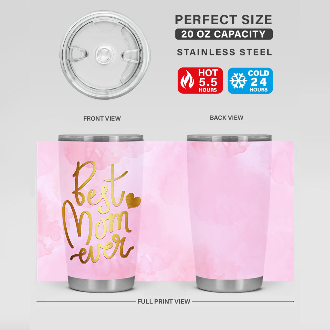 Unifinz Mother Tumbler 20 oz Mother Tumbler Cups Best Mom Ever Sublimation Tumbler Pink Golden Mothers Day Gift 2024
