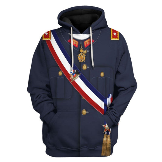  Historical Hoodie President Augusto Pinochet Costume 3d Blue Hoodie Historical Apparel Adult Full Size
