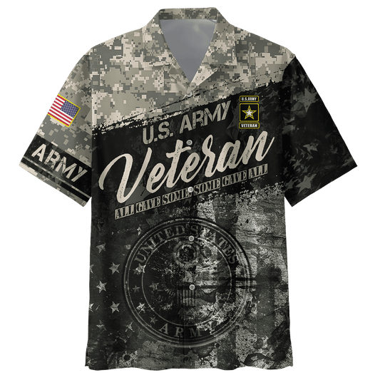 Veteran Hawaii Shirt All Gave Some Some Gave All Grunge Aloha Shirt Black Gray Unisex