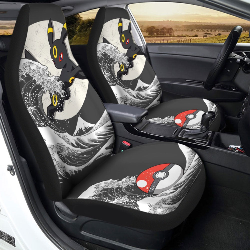 PKM Car Seat Covers PKM Umbreon With Great Wave Seat Covers Black Gray