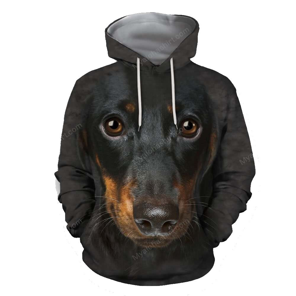 Dog Hoodie Dachshund Face Hair Graphic Hoodie Black Unisex