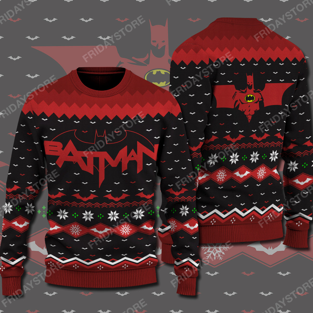 Unifinz DC Ugly Sweater DC Super Hero Red Christmas Sweater Cool High Quality Batman Christmas Sweater 2022