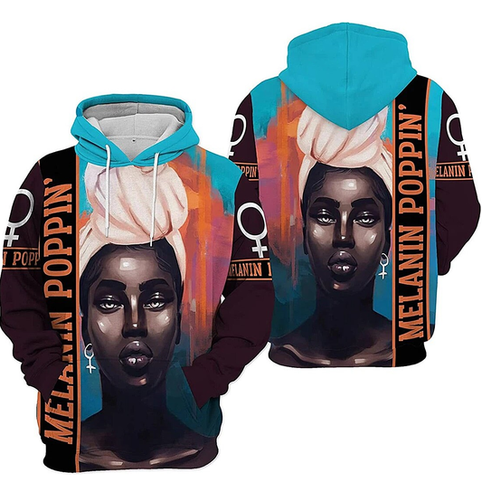 Black History Month T-shirt Girl Melanin Poppin 3D Hoodie Black History Month Hoodie