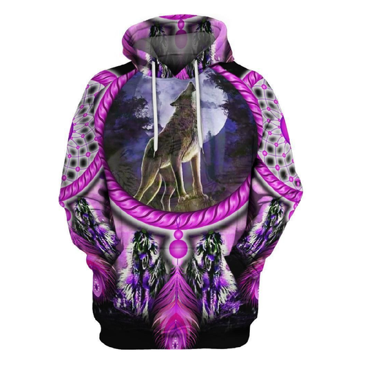 Native American Shirt Native American Wolf Violet Dreamcatcher Hoodie Native American Hoodie