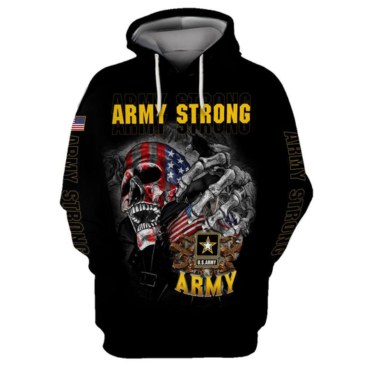 Veteran Shirt Army Strong US Army Skull Black Hoodie Veteran Hoodie