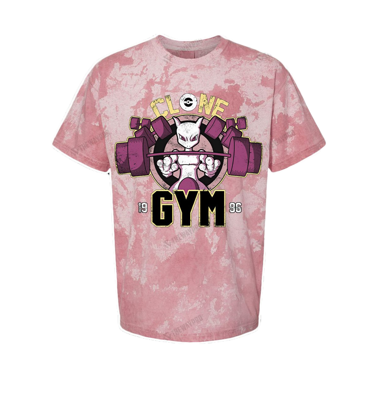 PKM T-shirt PKM Mewtwo Clone Gym 1996 T-shirt Pink Unisex