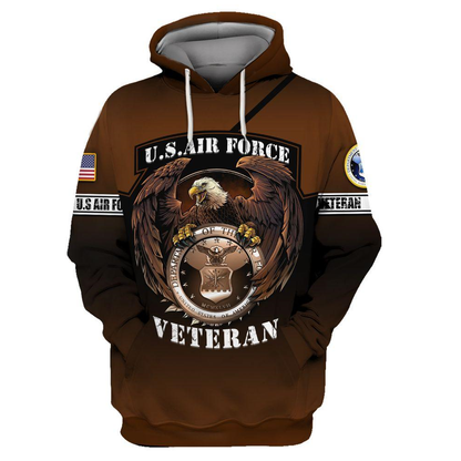 Unifinz Veteran Hoodie American Military Brown Shirt US Air Force Eagle Awesome T-shirt Military Hoodie Shirt 2022