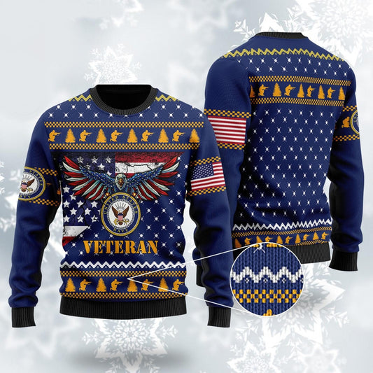 Veteran Sweatshirt Us Navy Veteran Bald Eagle Sweatshirt Blue Unisex