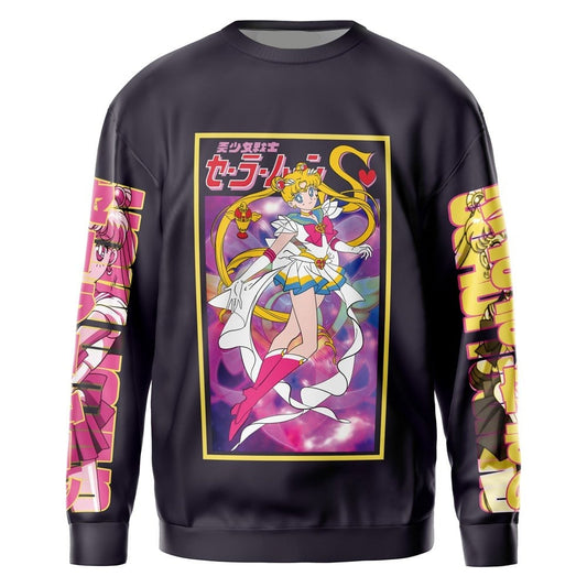 Sailor Moon Sweatshirt Usagi Tsukino Sailor Moon Christmas Pattern Sweatshirt Black Unisex