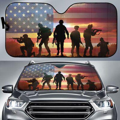 Veteran Car Sun Shade Veteran Soldiers Sunset Windshield Sun Shade